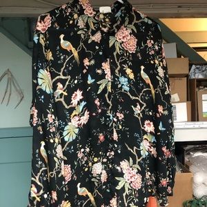 GP & J x H&M size 14 button down floral bird print shirt